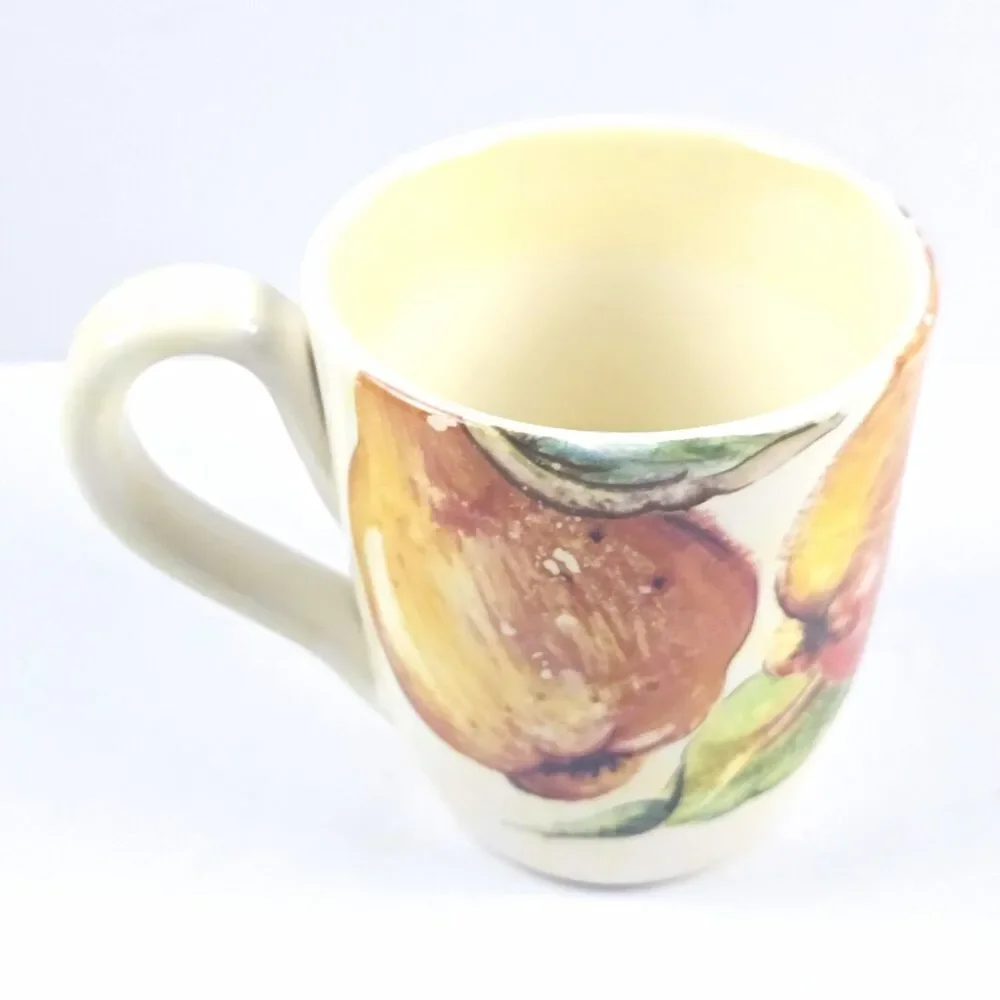 Pier 1 Fruit Hand-Painted Earthenware Coffee Mug Microwave Dishwasher Safe Italy